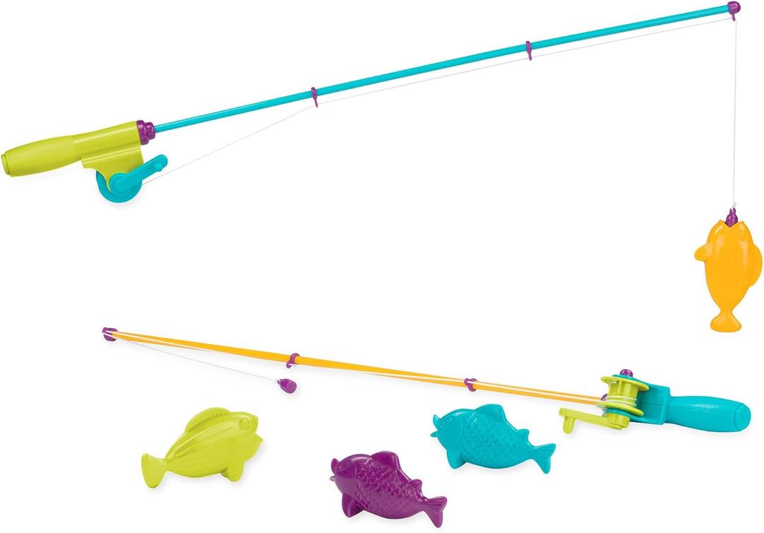 Battat Play Rod & Reel Wind Up Magnetic Lure 2 Rods & 4 Colorful Fish Beach & Water Toys 3+ Years Magnetic Fishing Set