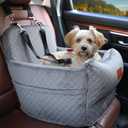 Dog Car Seat for Small Medium Dogs,Portable Pet Booster Seat with Safety Strap & Removable Washable Pad,Memory Foam Dog Travel Bed for Car,SOFE Velvet for Puppies CatsM-Grey