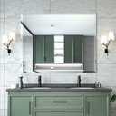 Mirrorons Beveled Mirror, Wall Mirror 40" x 32", Frameless Rectangle Bathroom Vanity Mirror with Beveled Edge, Hangs Horizontally or Vertically. Upgraded Shatterproof