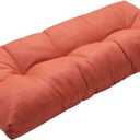 Magpie Fabrics Patio Bench Cushion 42"x18", Indoor/ Outdoor Non-Slip Water Resistant Long Seat Pads, Tufted Loveseat Cushion for Swing, Settee, Window, Garden, Wicker, Front Porch (Coral)