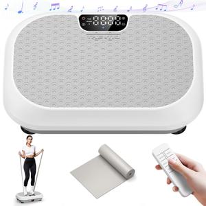 Vibration Plate Exercise Machine Weight Loss, Full Body Shaker Workout Vibration Plates Lymphatic Drainage, Stand Shake Vibrating Plate for Women Men 450 Lbs Capacity Fitness Platform(Coconut White)