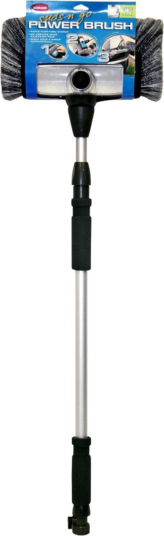 Carrand 93977 Flow-Thru 10" Quad Power Wash Soap Mixing Brush with 55" Aluminum Extension Pole , Black