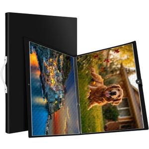 Puzzle Storage Folder Keeper, 1000-Piece Portable&Large Jigsaw Puzzle Organizer with 20 HD Pockets, Space-Saving Storage Puzzles Folder (Black)