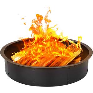 36" Fire Pit Ring Insert, YAHKBTEN Smokeless Heavy Duty Steel Fire Pit for Outdoor, 36"/39" In-Ground Campfire Ring - Portable DIY Frame, Rust-Resistant Backyard Bonfire, Camping & BBQ Essentials