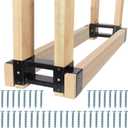 Highpro Firewood Rack Outdoor, Fire Wood Racks, Fire Log Holder Storage, Heavy Duty Steel Firewood Rack Bracket Kit for Outdoor Indoor Patio Deck Metal Log Holder with Screws, Black