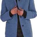 CHARTOU Women Winter Long Pea Coat Wool Blend Stand Collar Single Breast Thicken Blazer Jacket (Large, Blue)