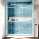 Kosmonia Shower Door, 58-60" W x 72" H Frameless Single Sliding Glass Shower Door, 1/4"(6mm) Clear SGCC Tempered Glass, Chrome Stainless Steel Hardware, for Walk-in Showers