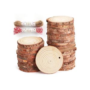 79Pcs 1.2"-3.1" Wood Slices for Crafts, Predrilled with Hole Wood Ornaments for Crafts, Wood Slice Ornaments for DIY Crafts, Arts, Coaster, Christmas Deco, Rustic Wedding Decoration