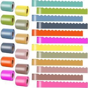 3 x Decorative Bulletin Board Borders Set - 12 Rolls 393.6 Ft Colorful Wave Shape Border Trim for Classroom, Office, School Decorations - Teacher Decor Borders for Bulletin Boards, Wall & Theme Supplies