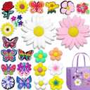 Beach Charms for Bogg Bag Accessories, Exquisite DIY Flower & Butterfly Sunshine Charms Universal Fit for Bogg Bag & Totes, Best Gift for Womens Beach Bag Personalization, Easy Install