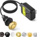 Garbage Disposal Air Switch Kit Sink Top Waste Disposal Long Stainless Steel Golden Brushed On/Off Air Button Food and Waste Disposals Part by Etoolcity, UL Listed