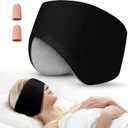 Sleep Mask, Eye Mask for Sleeping with Heads Adjustable, Earmuffs for Sleep for Men & Women, 2 in 1 Ear Mask and Blindfold, Soft Dual-Sided All-Season Eye Cover for Side Sleepers (Black)