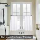 LIMON HOME White Linen Kitchen Curtains 30 inch Length Pinch Pleat Cafe Curtains 1 Panels