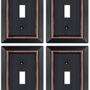 Dyekou Oil Rubbed Bronze Light Switch Cover Plate, Decorative Metal Aged Bronze Switch Plates Outlet Cover, Light Switch Cover Plate, 1-Gang Wall Plates (Single Toggle, 4 Pack)