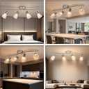 HiBay LED Track Lighting Fixtures, Rotatable 4-Light Ceiling Spot Light, Modern Spotlight with Glass Shade for Living Room Kitchen Dining Room, E12 Base (Bulbs Not Included)