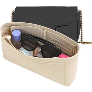 Felt Insert Purse Organizer Fit GG Marmont Matelasse Shoulder Bag, Organizer Handbag Tote Liner Pouch for Women Small Shoulder Bag (Beige, Medium)