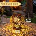 JOIEDOMI 2 Pack Outdoor Solar Hanging Lantern Lights, Waterproof Tabletop with Handle, LED Moroccan Lanterns, Metal Decorative Garden Solar Lights Spring for Patio, Lawn, Porch, Backyard