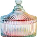 (L) - CHOOLD Luxury Colourful Tent Shaped Crystal Candy Jar with Lid, Clear Glass Apothecary Jar Wedding Candy Buffet Jar Food Jar (300ml710ml)