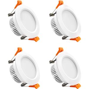 YGS-Tech 3 Inch LED Recessed Lighting, Dimmable Downlight 5W(40W Halogen Equivalent), CRI80, 2700K Ultra Warm White, Ceiling Light with LED Driver(4 Pack)