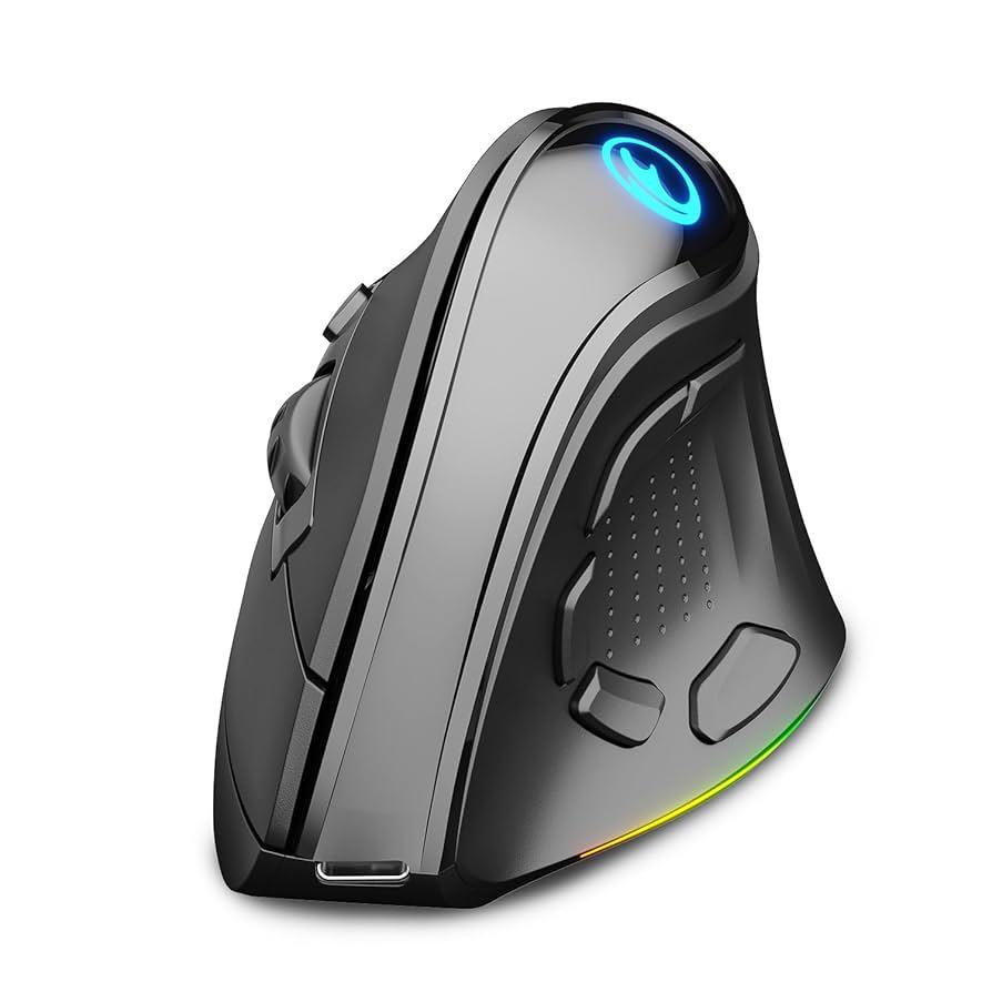 2.4G and BT 5.1 Dual Mode RGB Rechargeable Wireless Vertical Ergonomic Mouse, 5 Side Buttons, Max 8400 DPI, for PC Computer Notebook Laptop, for Windows 11 10, Mac iPad OS, Android 