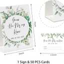2 x How Many Kisses Bridal Shower Game, (1 Standing Sign + 50 Guessing Cards), Greenery Guessing Card, How Many Cards Baby Shower Game, Wedding Games for Guests-GK01