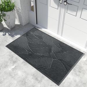 Yimobra Front Door Mat Outdoor Entrance, Ultra Water Absorbent, Heavy Duty Patio Guard Welcome Matt, Non-Slip Rubber Backing, Easy Clean Shoe Scraper, Indoor, Entryway, 60x36 Inch, Dark Grey