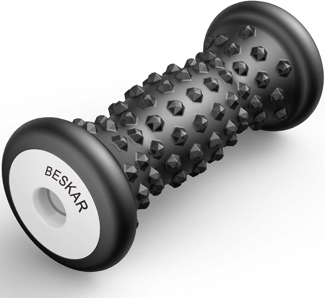 BESKAR Foot Massage Roller for Plantar Fasciitis Relief, Portable Reflexology Tool Pressure Point Massage Rollers, Deep Tissue Massages for Relieving Feet Arch Heel Pain, Myofascial Pain Syndrome (Carbon Black)