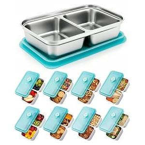 Aiuulu 8 Pack Stainless Steel Snack Containers with Lids, 15oz Reusable Metal Snack Box for Travel and Outdoor Camping