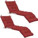 Kigley Chaise Lounge Cushions Outdoor, 75 x 22 x 5 Inches Patio Lounge Chair Cushions, Water-Repellent and Fade-Resistant, Tufted Summer Seasonal Replacement(Solid Color,Ruby Red,2 Pcs)
