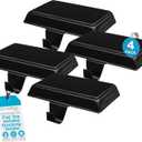 BIRDROCK HOME 4pk Flat Top Holiday Stocking Holder for Mantle | Black Finish with Non-Scratch Base | Fireplace Hook for Christmas Stockings Decor