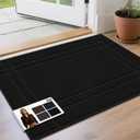 JSEI Entryway Rugs Doormat 24"x36", NonSlip Dirt Trapper Door Mats Indoor, Washable Absorbent and Stain Resist Welcome Floor Mat for Front Door, Dog Door Mat, Dirty Wet Shoes & Paws, Black