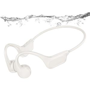 Bone Conduction Bluetooth Headphones-SwimBeats,IP68 Waterproof Swimming Headphones with 32GB MP3 Player, Lightweight Open Ear Design for Swimming/Surfing/Marathon/Cycling(Beige)