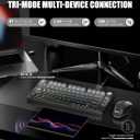 RedThunder K75 Wireless Membrane Keyboard & Mouse Combo,75% Side-Engraved Keycaps,Optical Gaming Mouse with 4800DPI,3 Modes(BT/2.4G/Wired),Dual System,RGB Backlit,Rechargeable Battery,Gradient Gray