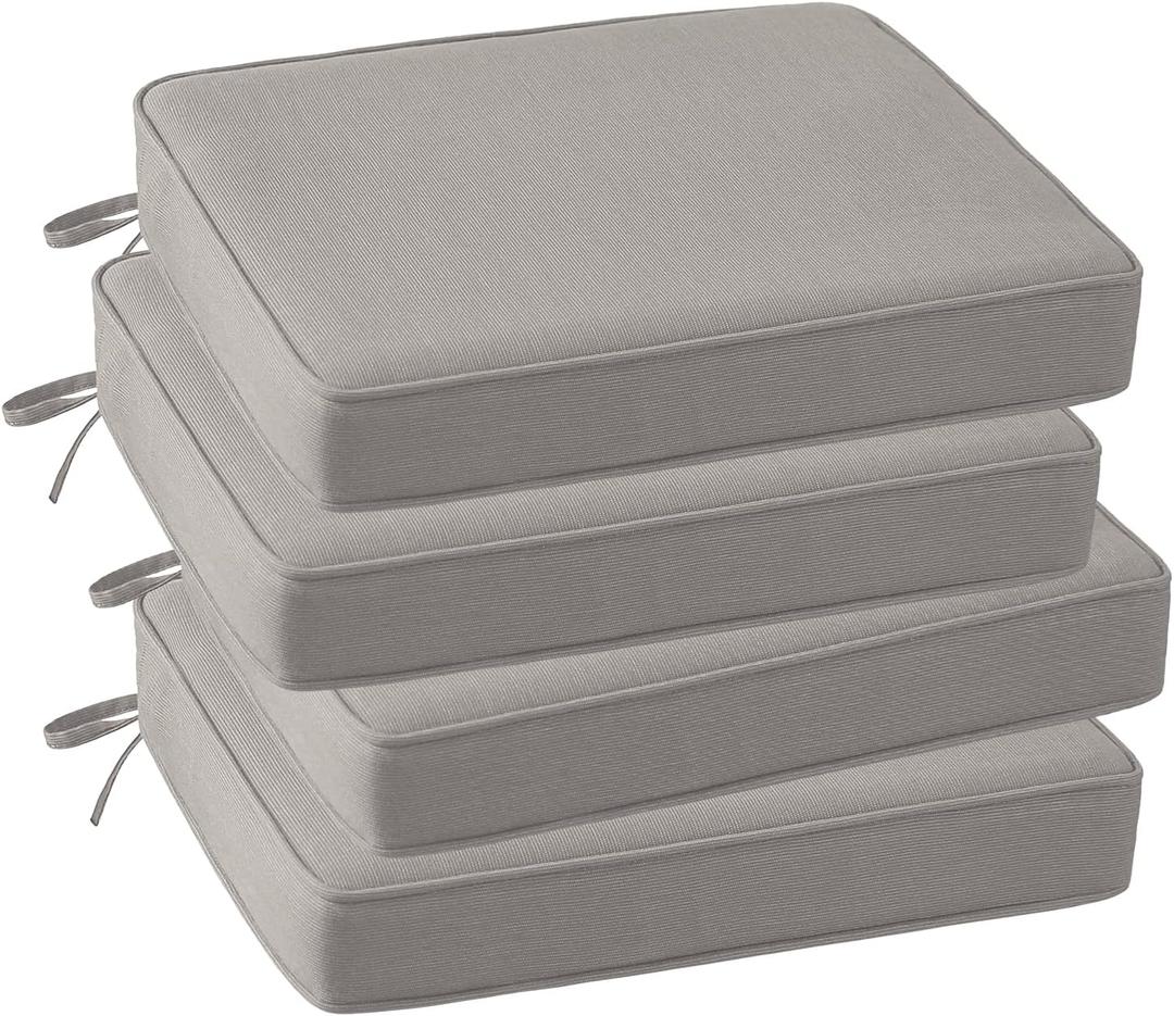 Outdoor Sunbrella Square Corner Seat Cushion, 18.5"x16"x3", Set of 4, Non Slip Outdoor Seat Cushion Pads with Removable Cover for Patio Furniture, Garden Yard Lawn, Specrtum Pebble
