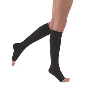 JOBST Relief Knee High Graduated Compression Socks 20-30mmHg - Comfortable Unisex Design - Open Toe, Black, Large