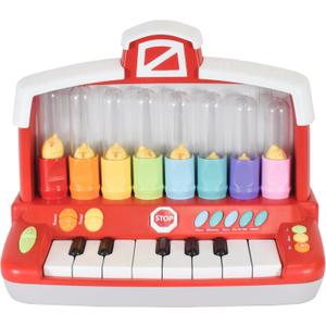 Farm Animals Keyboard Preschool Learning Toy with Silly Sounds and Light-Up Piano with Learning Songs for Infants, 13 inches