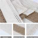 duduta Boho Macrame Dining Table Runner 90 inches Long, Rustic Farmhouse Dresser Covers with Tassels Home Coffee Table Decor