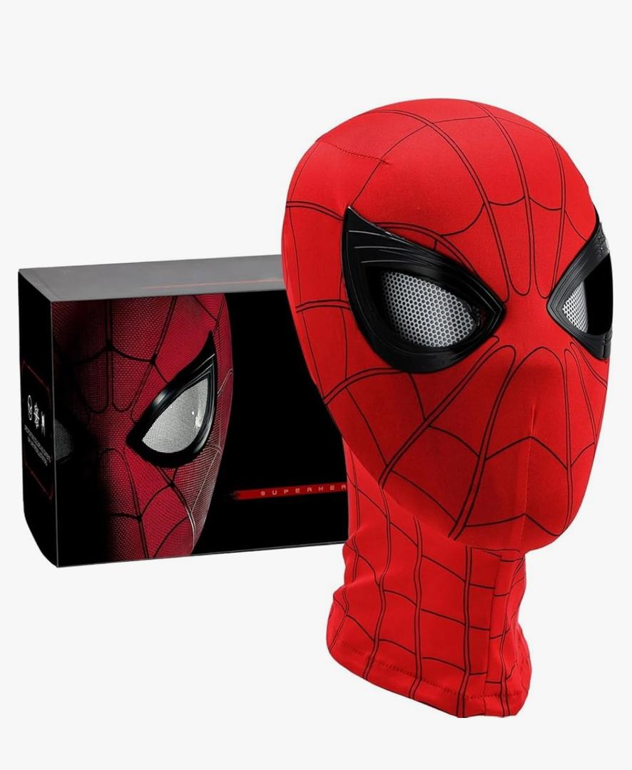 Spider-M Mask, costume prop Mask with Moving Light Up eyes, Halloween Party Favors Gifts for Man Kids Birthday Christmas Gift