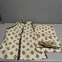 SCUSTY Women's 2 Piece Set Printed Lounge Matching Set Sleeveless Top & Long Pants Casual Loungewear Vacation Travel Outfits (Beige)