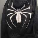 Asadovce Women Men Zip Up Y2k Oversized Hoodie Spider Graphic Full Zipper Sweatshirt Teen Girls Grunge Streetwear Jacket, Black, M