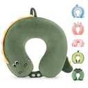 Niuniu Daddy Crocodile Kids Travel Neck Pillows for 3-8 Years Old, Soft Memory Foam Neck Support Pillows for Airplane, Car Seat, Travel Essentials for Kids Children Boys Girls Road Trip Sleeping