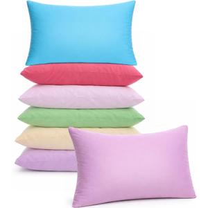 Kigley 6 Pack Mini Pillows for Daycare 9.1 x 13.8'' Small Travel Soft Breathable Cotton Pillow for Kids School Nap Travel Pet Neck Lumbar Purse Insert (Macaron Colors)
