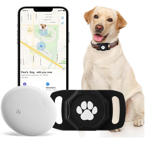 Smart Pet Tracker for Collar  Dog Trackers Pet Location Tracker with Holder, No Monthly Fee, AntiLost Tracking Device for Pets,Bag Straps, Compatible with Google Android Only(Not for iOS),Black