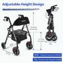 Ambliss Lightweight Folding Rollator Walker for Seniors with Seat, 10" All-Terrain Non-Pneumatic Wheels, Wide Padded Seat & Breathable Backrest, Adjustable Height 5'2"-6'7", 300 lbs Capacity Black