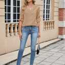 ZAFUL Womens Button Down Shirts 3/4 Long Sleeve Dressy Casual Tops Satin Silk Business Blouses Champagne L (White, L)
