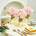 4 Sets Mason Jar with Lights Pink Hydrangea Decorative Pink Centerpieces for Tables Mason Jars Flowers Decorations LED Farmhouse Vase for Home Wedding Event Party Decor