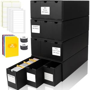 Trading Card Storage Box, Includes 12-600 CT Boxes & 48 Card Dividers, 12000+ Trading Card Organizer for Collectible Card Games, for TCG, MTG, PTCG, Baseball Cards, with Labels & Tapes