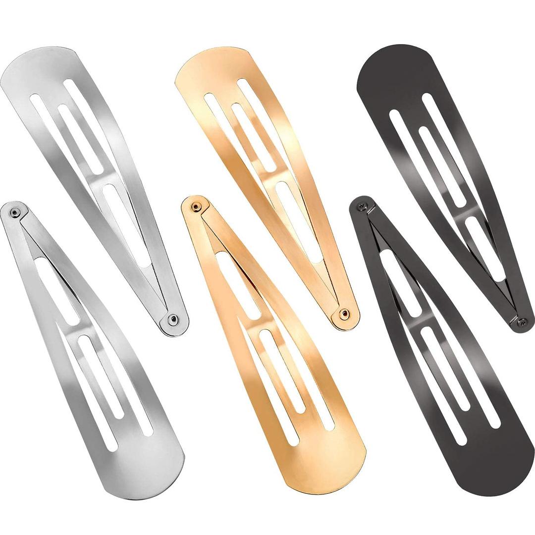 Geyoga 30 Pieces 4 Inch Metal Snap Hair Clips for Women Snap Barrettes Nonslip Large Women Hair Accessories