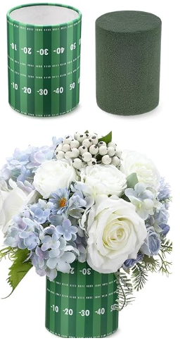 Football Party Table Centerpieces, 1 Set 5 Inch Field Sports Vase Flower Boxes with Removable Foam, Table Utensil Holder Decor for Football Party, Artificial Flowers Home & Kitchen Decor