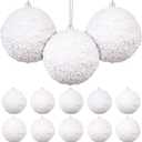 Poen 10 Pcs 4.13" Christmas Ball Ornaments Shatterproof Christmas Decorations Tree Balls Xmas Plastic Hanging Pearl Balls for Wedding Holiday Party Tabletop Festival Decoration (White)